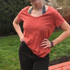 Red polkadotted shirt